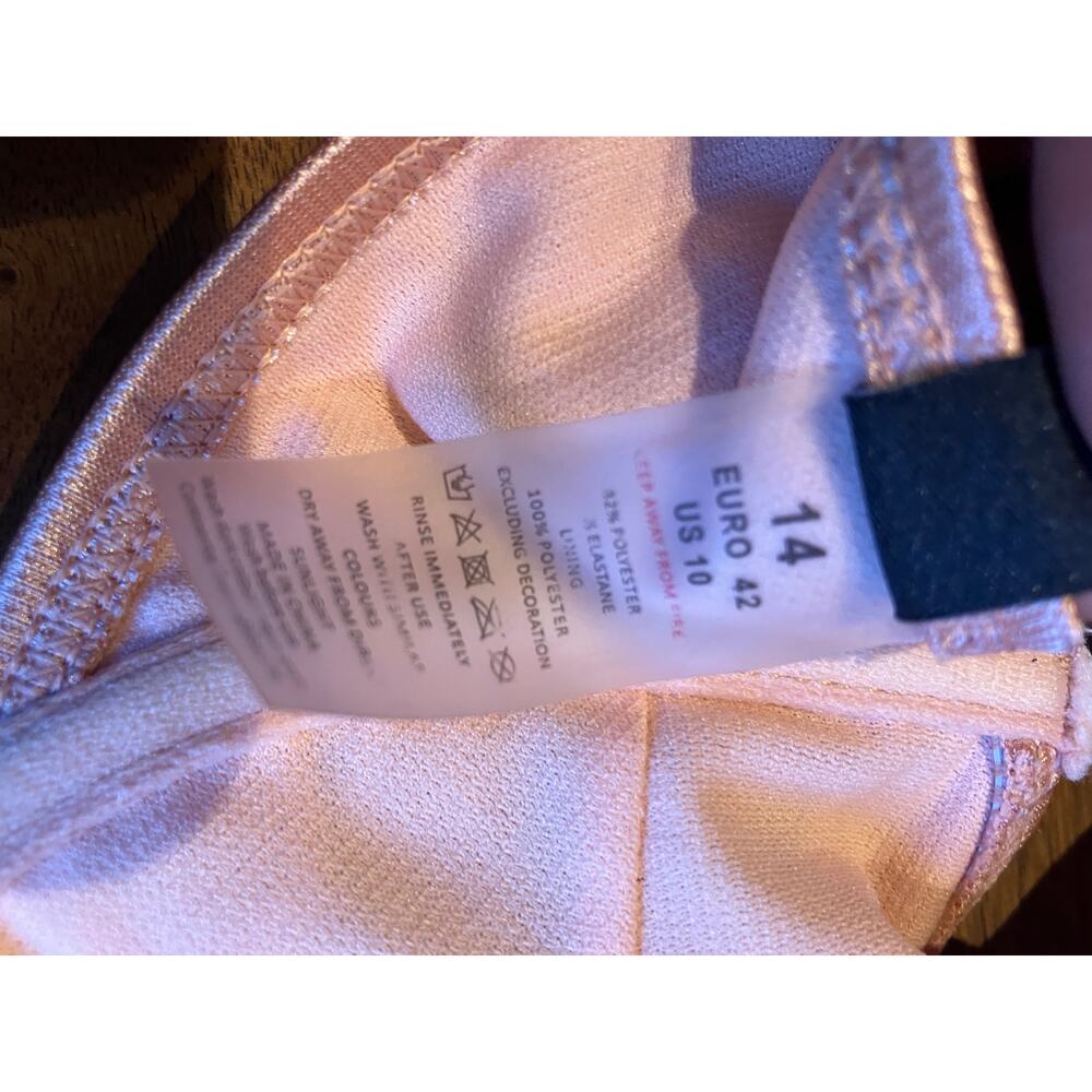 South Beach Peach Satin Bikini Set Size US 10 EU 42 Underwire Swim - Picture 8 of 9